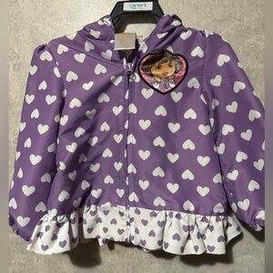 Nickelodeon Dora Purple Heart Jacket Toddler 3T Ruffle Lined Lightweight 90s y2k